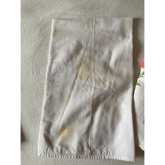 Vtg Linen & Cloth Fabric Tea towels Set Lot 4 Pieces Embroidered & Stamped Fruit - Picture 6 of 9